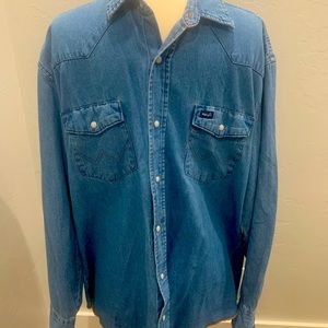 Denim Western Wrangler Pearl Snap